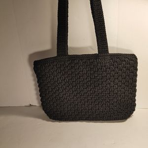 The Sak Black Shoulder Handbag Double Handled Crochet Bag